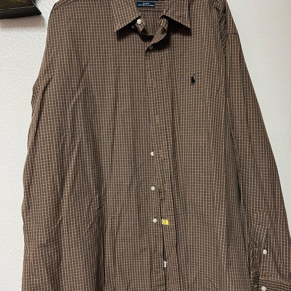 Men's Brown Checkered Shirt ralph lauren